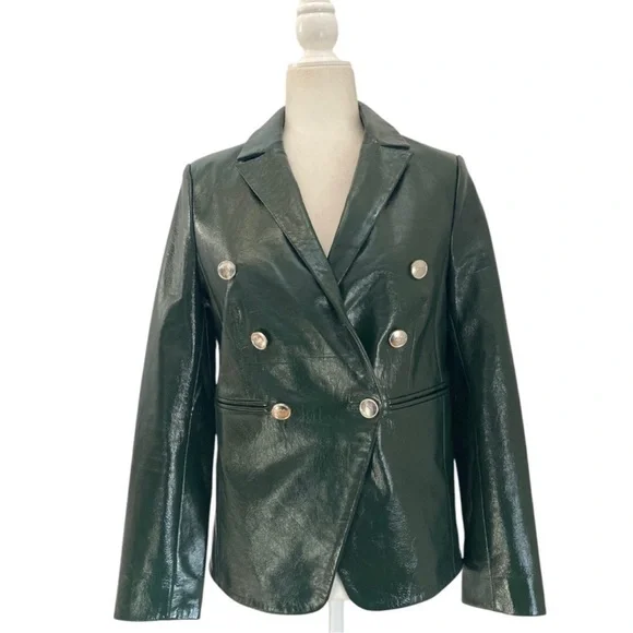 Walter Baker Green Double-Breasted Jacket 100% lamb leather
